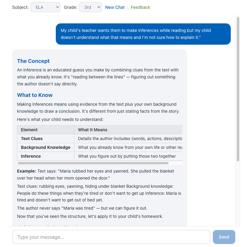 Methodwise explaining what making inferences means in grade-appropriate language